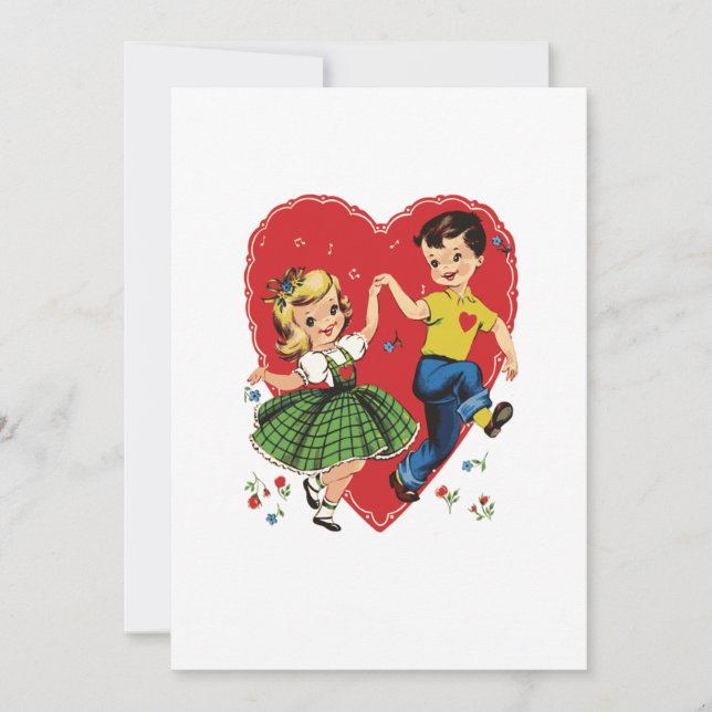 Cute vintage kids Valentine Invitation (Front)