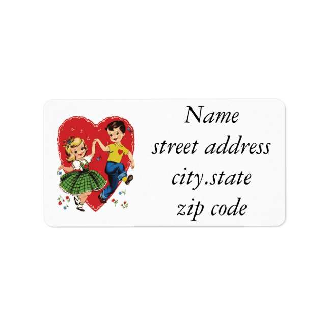Cute vintage kids Valentine Label (Front)