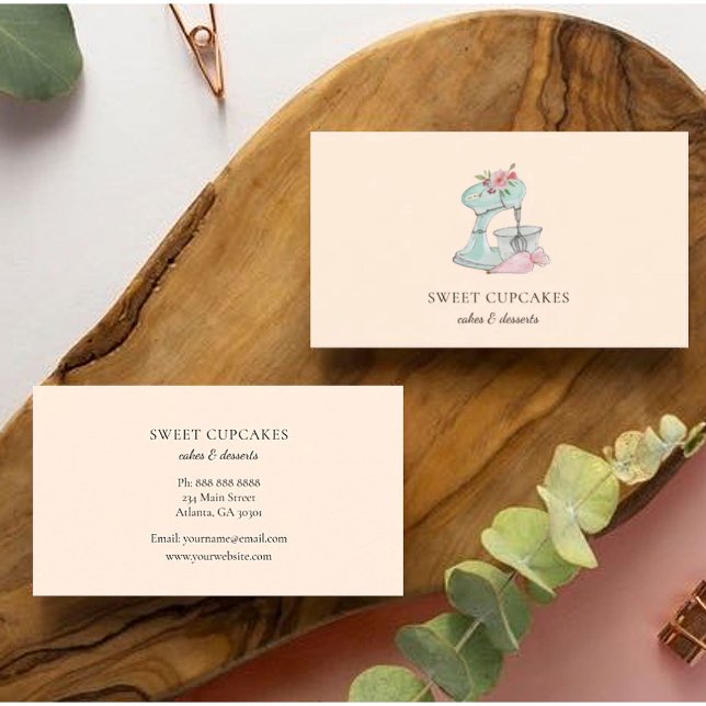 Cute Vintage Kitchen mixer bakery  Business Card (Creator Uploaded)