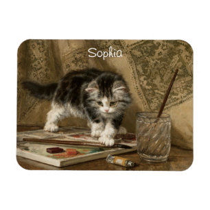 Cute Vintage Kitten Art, Name Magnet