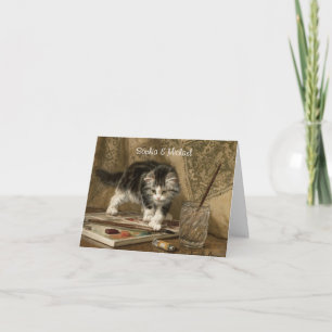 Cute Vintage Kitten Art, Your Message Note Card