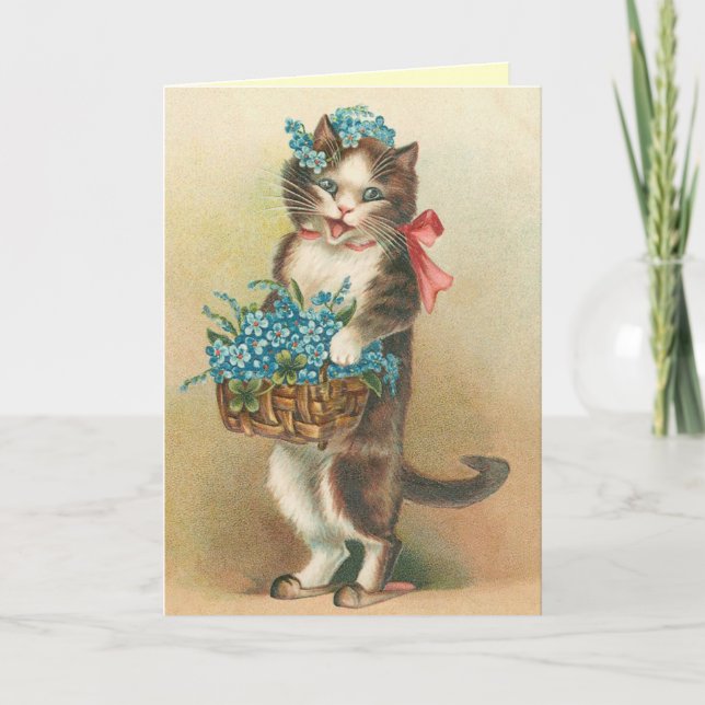 Cute Vintage Kitten Card (Front)