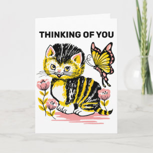 CUTE VINTAGE KITTEN CAT THINKING OF YOU CARDS