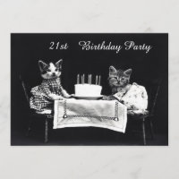 Cute Vintage Kittens 21st Birthday Party