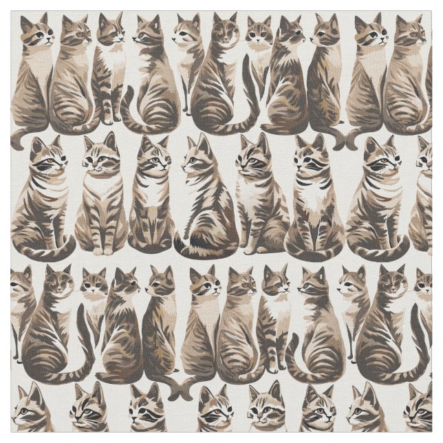 Cute vintage kittens fabric (Close Up)