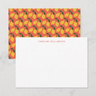 Cute Vintage Lemons Orange Personalised Stationery Card