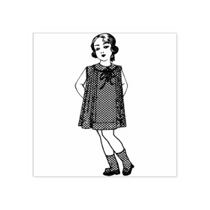 Cute vintage little girl 1940's rubber stamp
