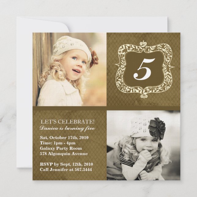 Cute Vintage Little Girls Birthday Invitation (Front)