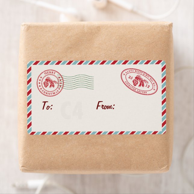 Cute Vintage Mail Holiday Gift Label (Insitu)