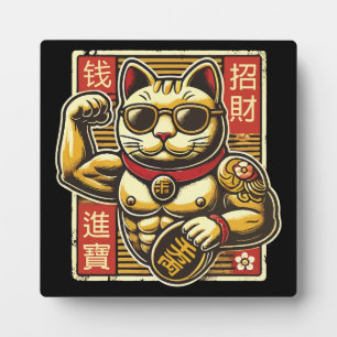 Cute Vintage Maneki Neko Lucky Cat, Success Money  Plaque
