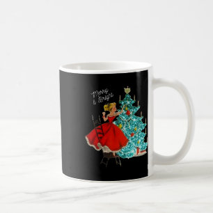 Cute Vintage Merry And Bright Girl Decorating Chri Coffee Mug