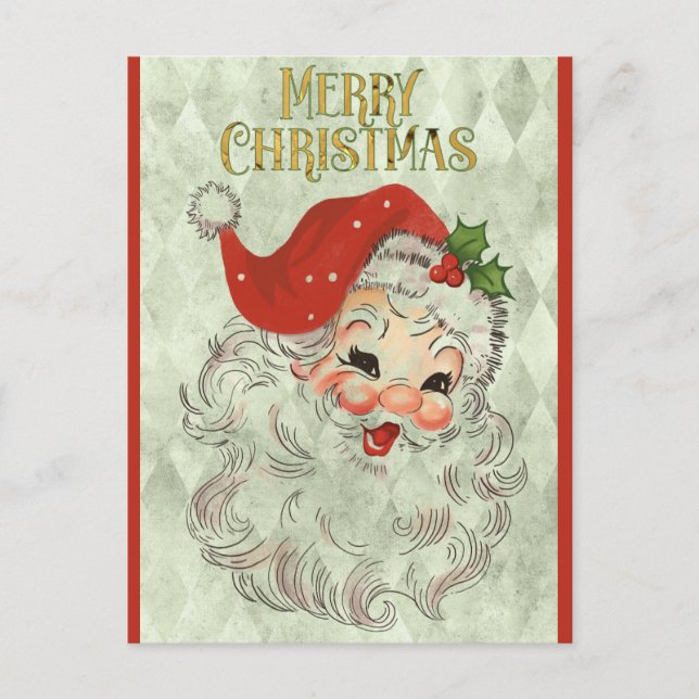 Cute Vintage Merry Christmas Santa Claus Postcard (Front)