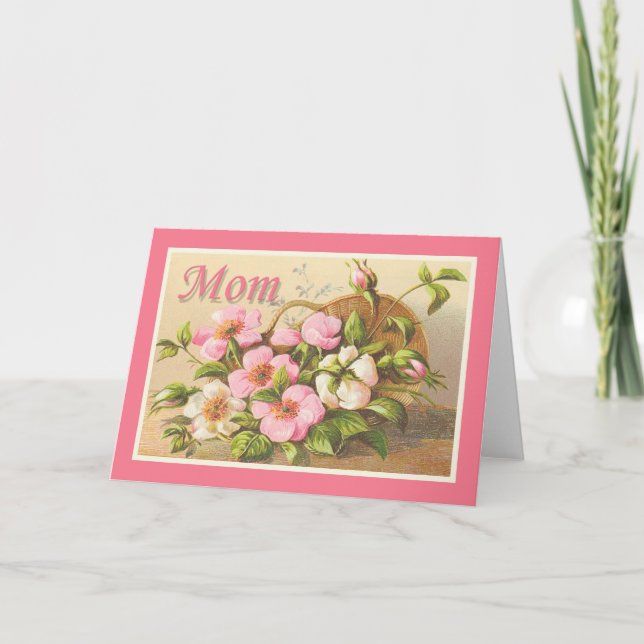 Cute Vintage Mum Floral Card (Front)