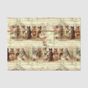Cute Vintage Musical Cat Band Tissue Paper