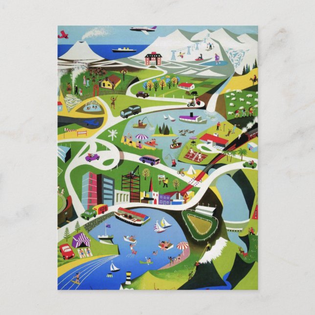 Cute Vintage New Zealand Travel Postcard (Front)