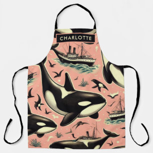 Cute Vintage Orca Pattern Apron