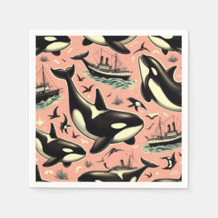Cute Vintage Orca Pattern Napkin