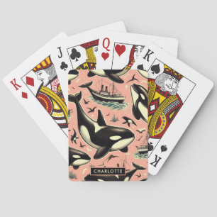 Cute Vintage Orca Pattern Playing Cards