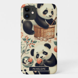Cute Vintage Panda Seamless Painting iPhone 11 Case