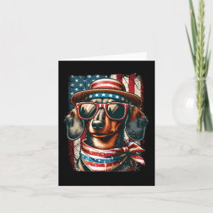 Cute Vintage Patriotic Dachshund Dog Retro 4th Of Card