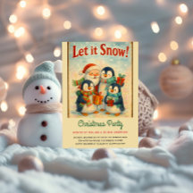 Cute Vintage Penguin Christmas Party 