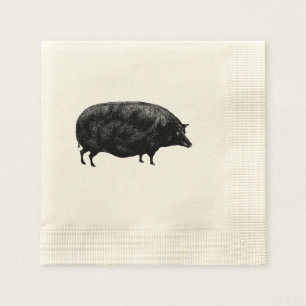Cute Vintage Pig Napkin