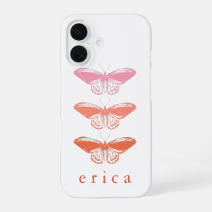 Cute Vintage Pink Butterfly Illustration iPhone 16 Case
