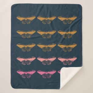 Cute Vintage Pink Butterfly Illustration Sherpa Blanket