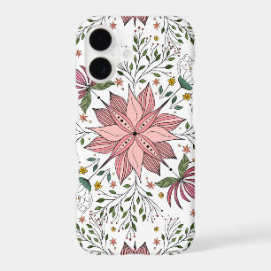 Cute Vintage Pink Floral Doodles Tile Art