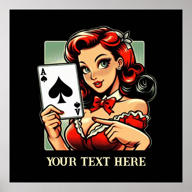 Cute vintage poker lady add text  poster (Front)