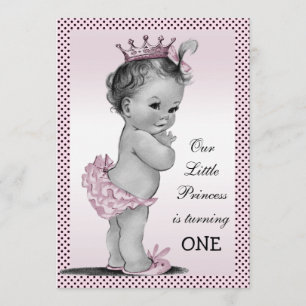 Cute Vintage Princess 1st Birthday Party Invitation