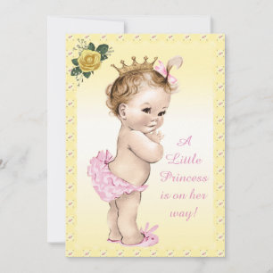 Cute Vintage Princess Roses Baby Shower Invitation