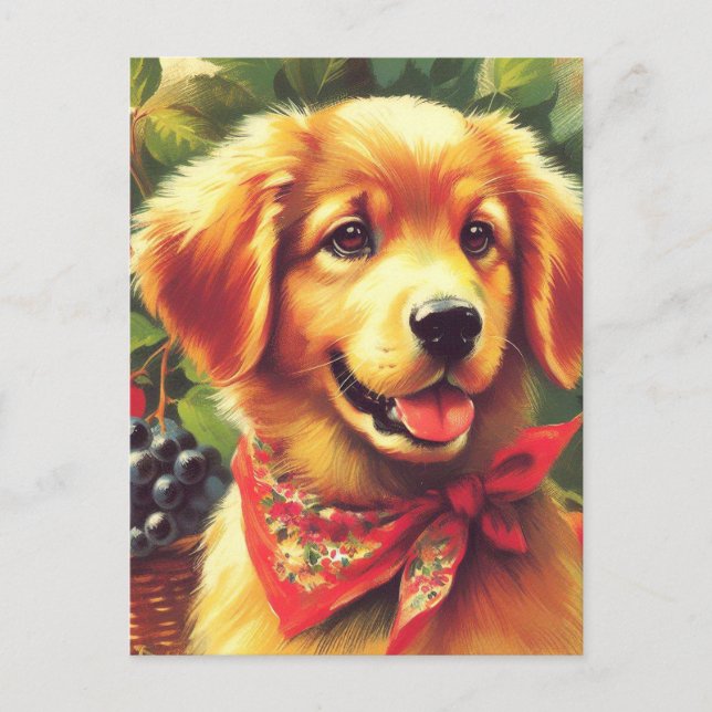 Cute Vintage Puppie Portrait Postcard (Front)