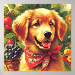 Cute Vintage Puppie Portrait Poster