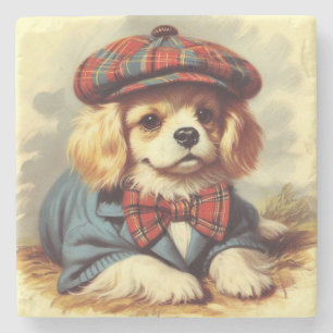Cute Vintage Puppy Painting Stone Coaster