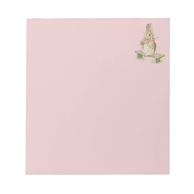 CUTE VINTAGE RABBIT ,  BUNNY  PINK  NOTEPAD (Front)