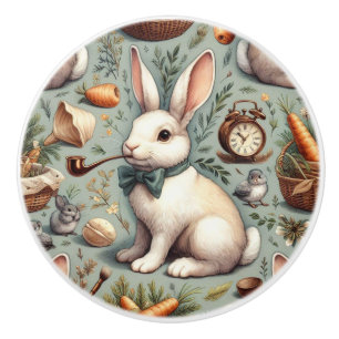 Cute Vintage Rabbit Ceramic Knob