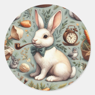 Cute Vintage Rabbit Classic Round Sticker