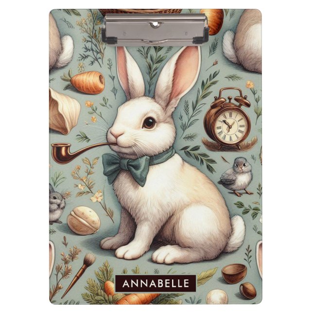 Cute Vintage Rabbit Clipboard (Front)