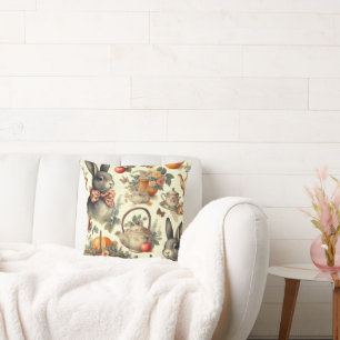 Cute Vintage Rabbit Painting Cushion