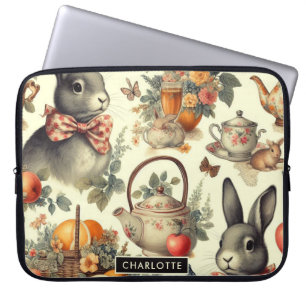 Cute Vintage Rabbit Painting Laptop Sleeve