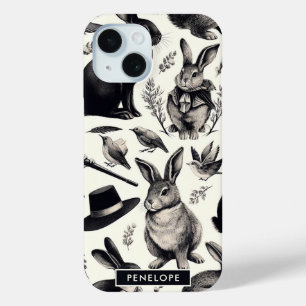 Cute Vintage Rabbit Pattern iPhone 15 Case