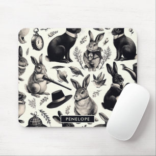 Cute Vintage Rabbit Pattern Mouse Mat