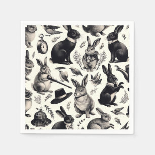 Cute Vintage Rabbit Pattern Napkin