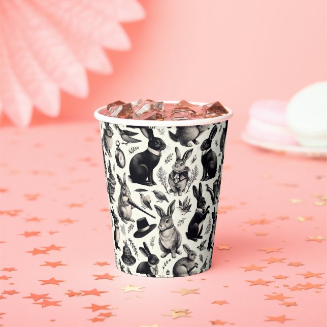 Cute Vintage Rabbit Pattern Paper Cups (Insitu)