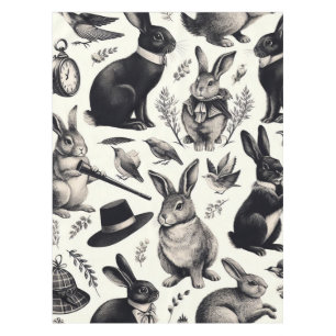 Cute Vintage Rabbit Pattern Tablecloth