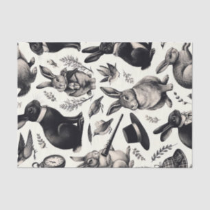 Cute Vintage Rabbit Pattern Tissue Paper