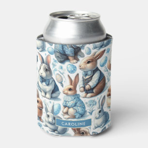 Cute Vintage Rabbit Seamless Can Cooler