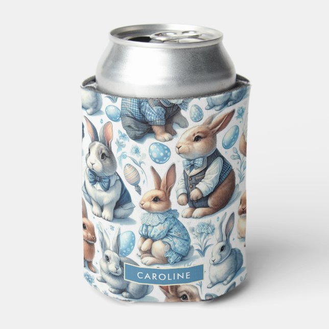 Cute Vintage Rabbit Seamless Can Cooler (Can Front)