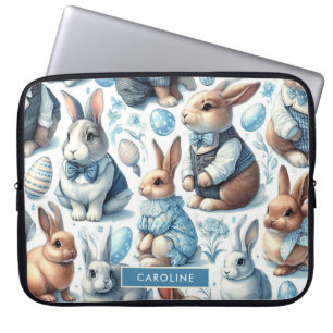 Cute Vintage Rabbit Seamless Laptop Sleeve